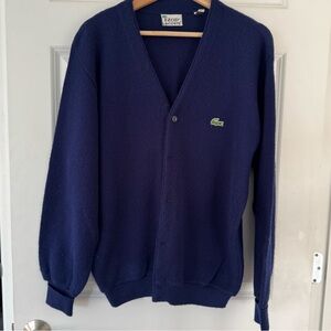 Vintage izod Lacoste grandpa sweater cardigan navy
